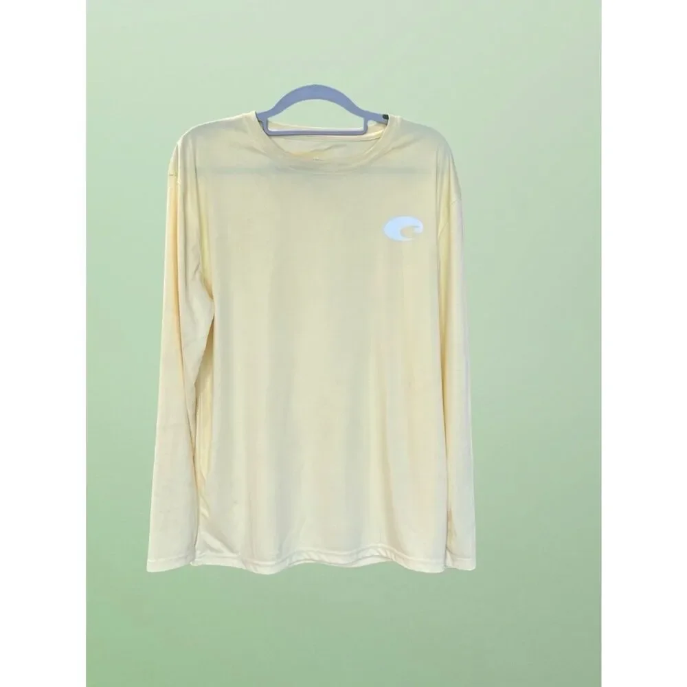 Costa Men's Sun Swim Fishing Long Sleeve Tee Shirt Yellow Large *CALL-OUTS*